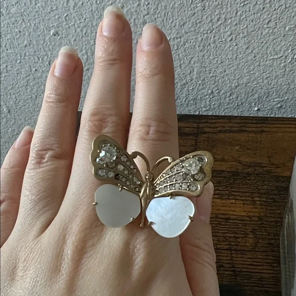 Vintage Juicy Couture Gold Butterfly Ring Gemstones - Picture 3 of 10